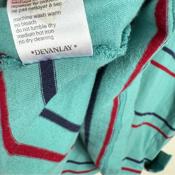 Lacoste Polo Mens 7 Large Teal Blue Red Stripe Short Sleeve Preppy Short Sleeve - Picture 7 of 8